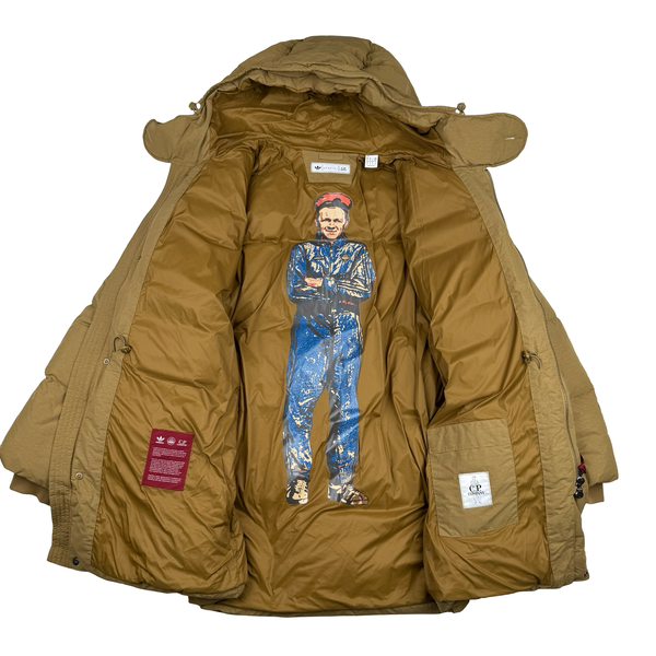Adidas Spezial X CP Company Camel Down Puffer Spellout Jacket - Large