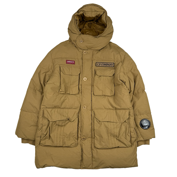 Adidas Spezial X CP Company Camel Down Puffer Spellout Jacket - Large