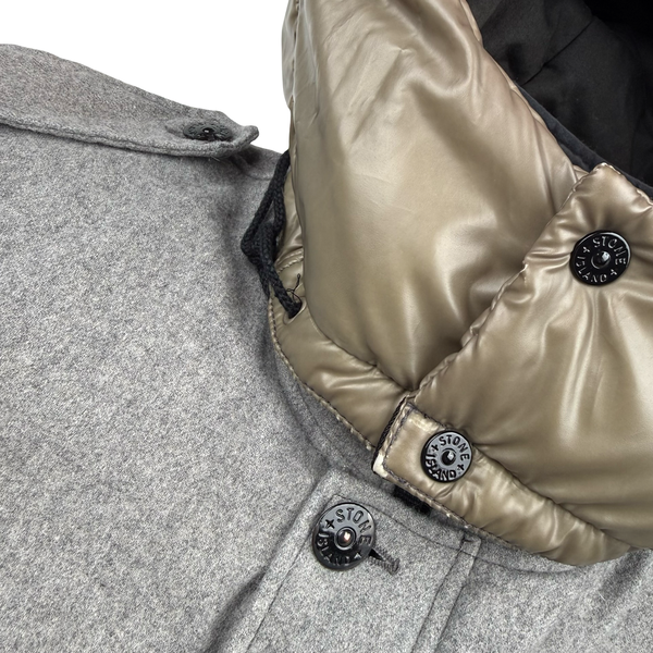 Stone Island 2014 Grey Ice Wool Blend Down Field Jacket - Large