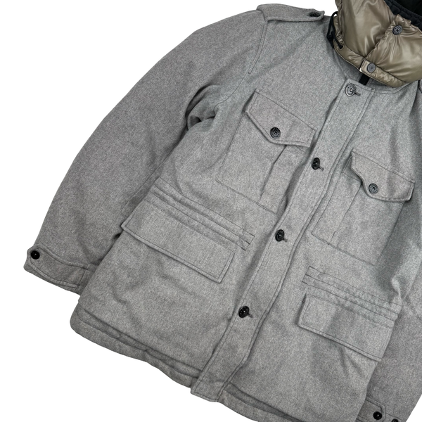Stone Island 2014 Grey Ice Wool Blend Down Field Jacket - Large