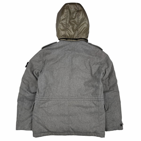 Stone Island 2014 Grey Ice Wool Blend Down Field Jacket - Large
