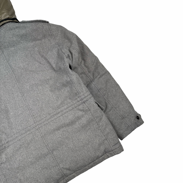 Stone Island 2014 Grey Ice Wool Blend Down Field Jacket - Large