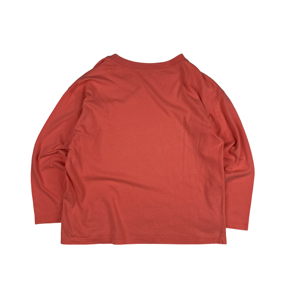 Stone Island Vintage 1989 Salmon Pink Marina Spellout Cotton Long Sleeve T Shirt - Large
