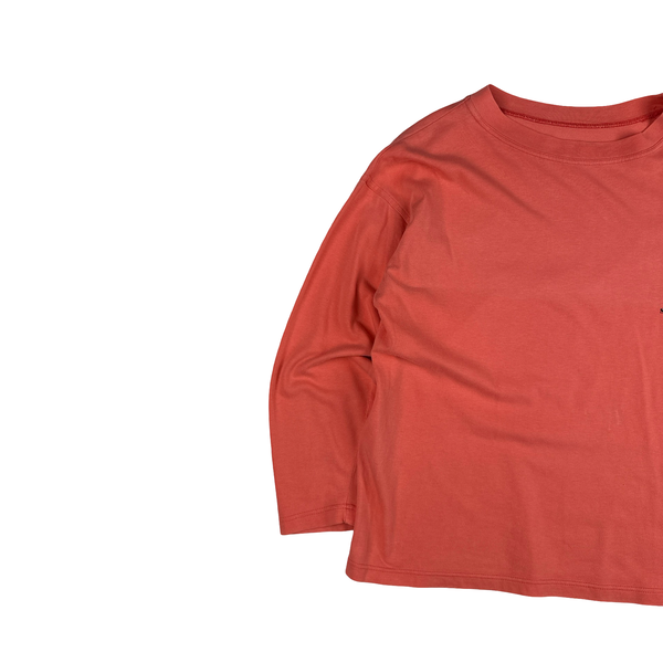 Stone Island Vintage 1989 Salmon Pink Marina Spellout Cotton Long Sleeve T Shirt - Large