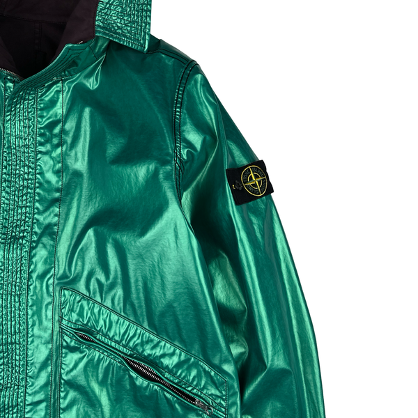 Stone Island 2015 Reversible Green Spaceman Raso Gommato Jacket - Large