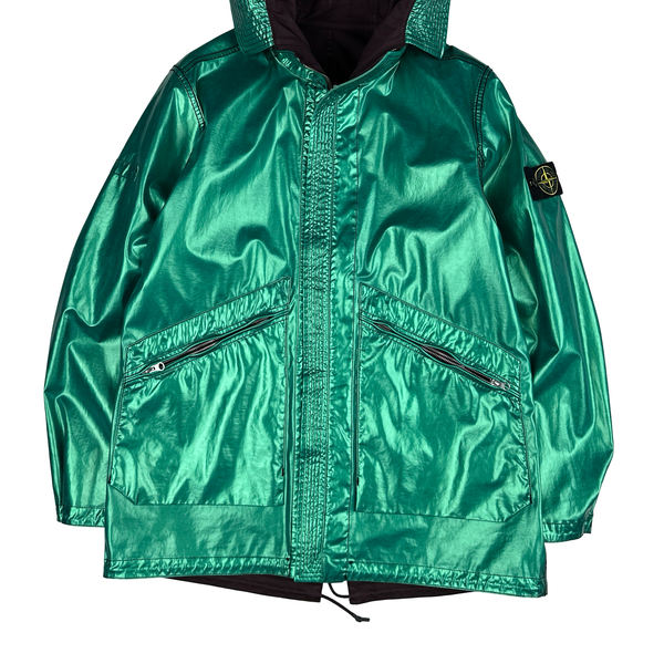 Stone Island 2015 Reversible Green Spaceman Raso Gommato Jacket - Large