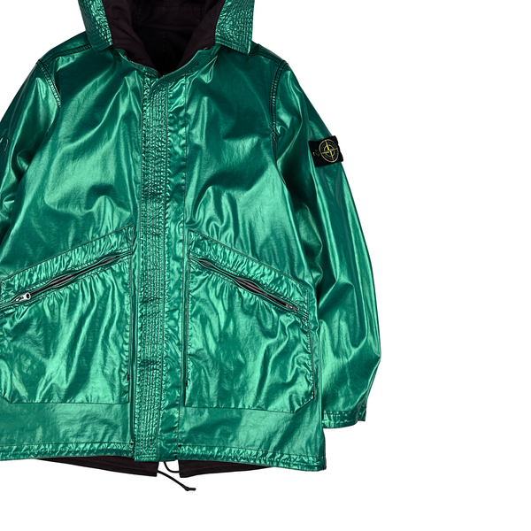 Stone Island 2015 Reversible Green Spaceman Raso Gommato Jacket - Large