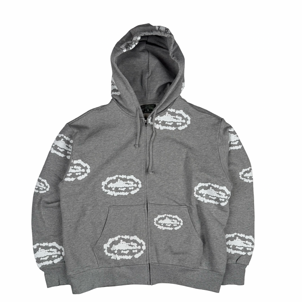 Denim Tears Grey Embossed Corteiz Tears Zip Hoodie Jumper - Small