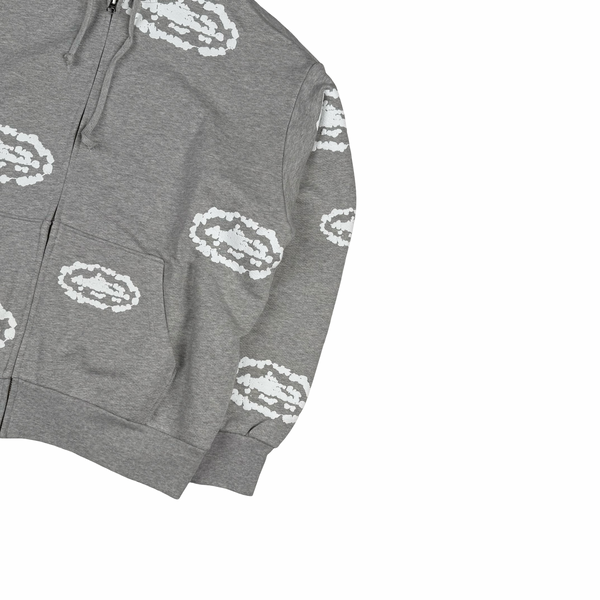 Denim Tears Grey Embossed Corteiz Tears Zip Hoodie Jumper - Small