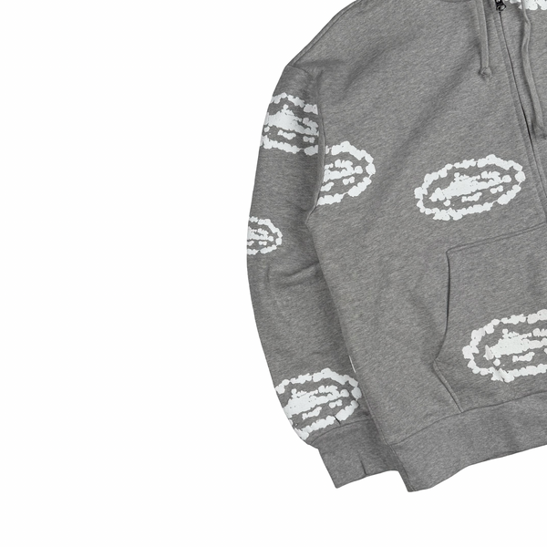 Denim Tears Grey Embossed Corteiz Tears Zip Hoodie Jumper - Small
