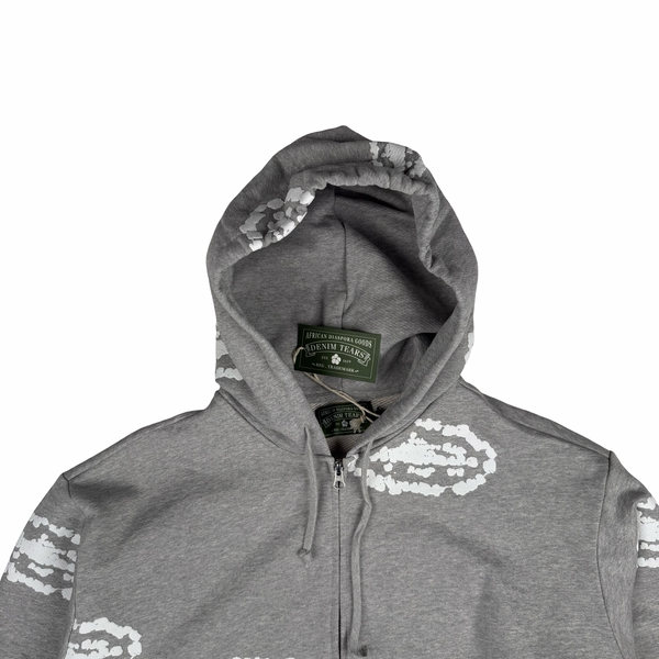 Denim Tears Grey Embossed Corteiz Tears Zip Hoodie Jumper - Small