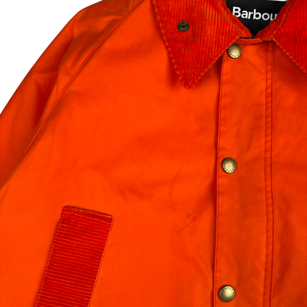 Barbour X Palm Angels Tartan Lined Multi Pocket Corduroy Collar Waxed Jacket - Large