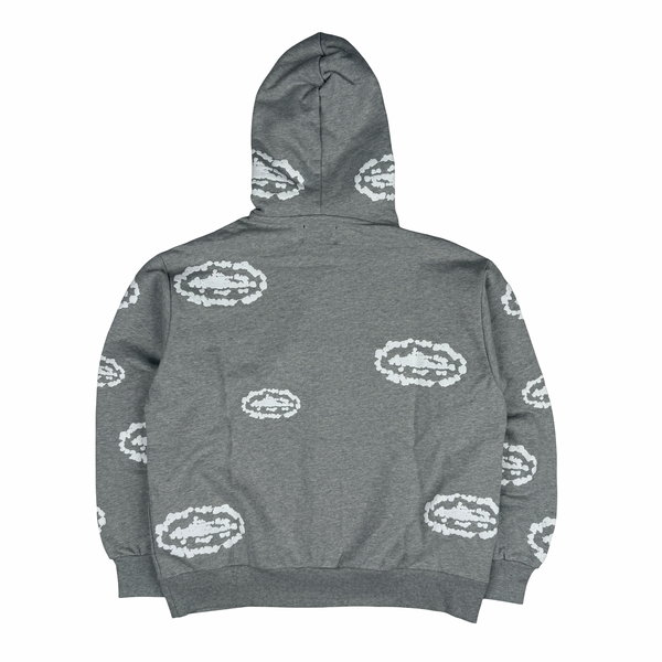 Denim Tears Grey Embossed Corteiz Tears Zip Hoodie Jumper - Small