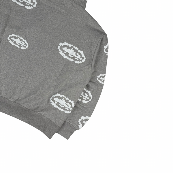 Denim Tears Grey Embossed Corteiz Tears Zip Hoodie Jumper - Small