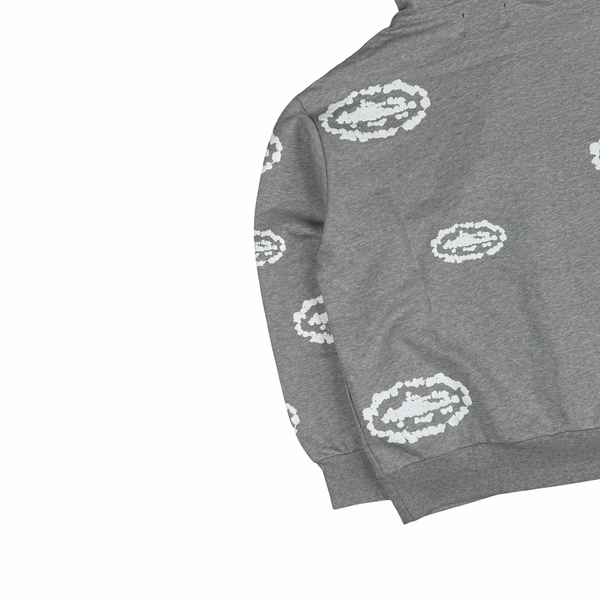 Denim Tears Grey Embossed Corteiz Tears Zip Hoodie Jumper - Small