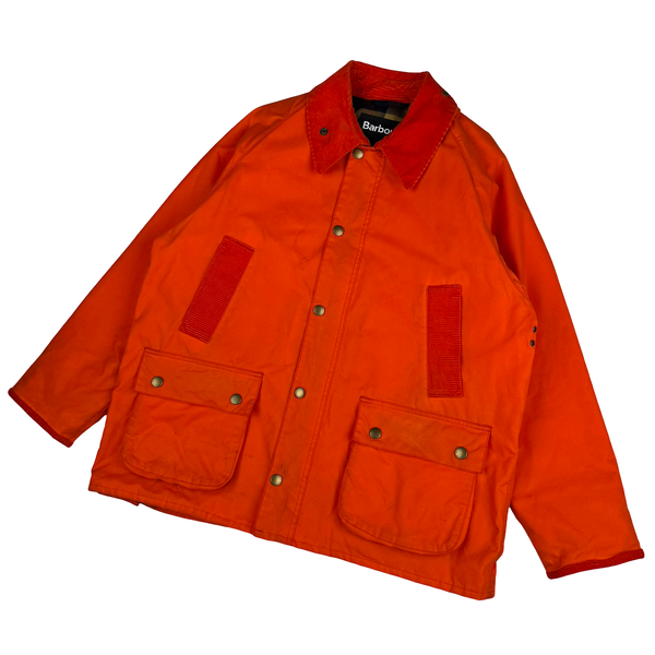 Barbour X Palm Angels Tartan Lined Multi Pocket Corduroy Collar Waxed Jacket - Large