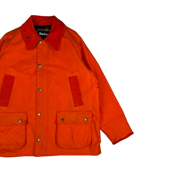 Barbour X Palm Angels Tartan Lined Multi Pocket Corduroy Collar Waxed Jacket - Large