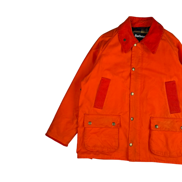 Barbour X Palm Angels Tartan Lined Multi Pocket Corduroy Collar Waxed Jacket - Large