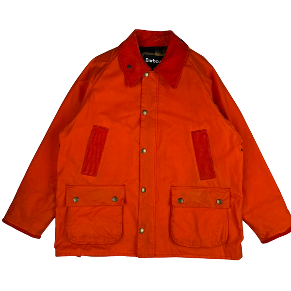 Barbour X Palm Angels Tartan Lined Multi Pocket Corduroy Collar Waxed Jacket - Large