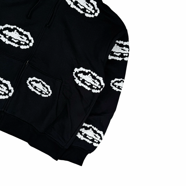 Denim Tears Black Embossed Corteiz Tears Zip Hoodie Jumper - Medium