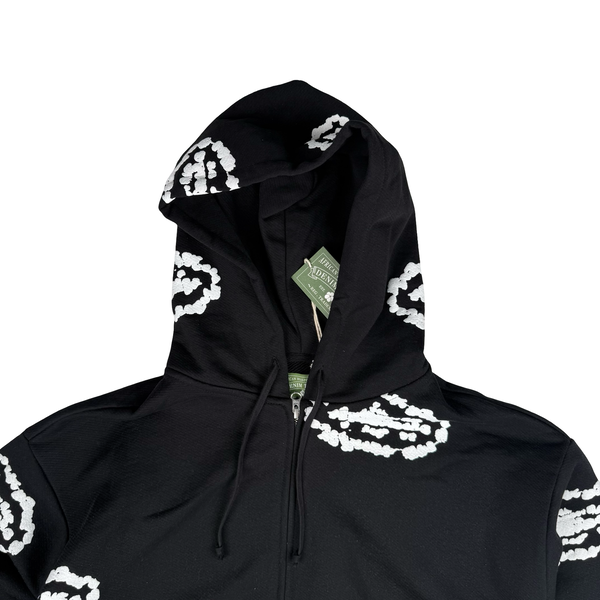 Denim Tears Black Embossed Corteiz Tears Zip Hoodie Jumper - Medium