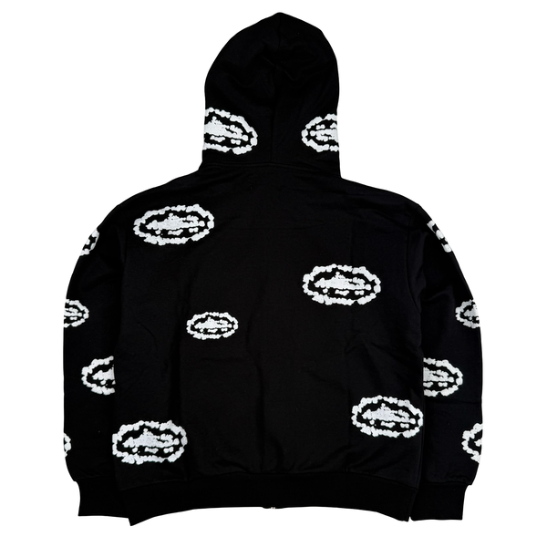 Denim Tears Black Embossed Corteiz Tears Zip Hoodie Jumper - Medium