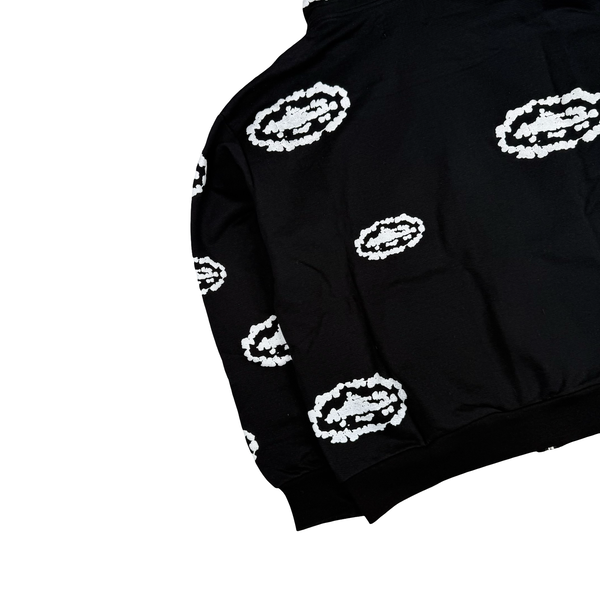 Denim Tears Black Embossed Corteiz Tears Zip Hoodie Jumper - Medium