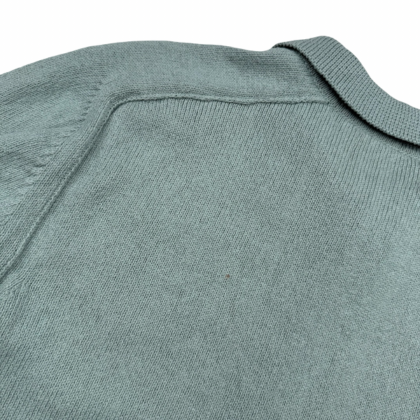 Stone Island 2023 Duck Egg Blue Cotton Knit Collared Quarter Zip Jumper - Large