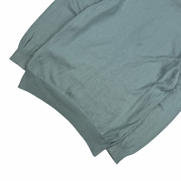 Stone Island 2023 Duck Egg Blue Cotton Knit Collared Quarter Zip Jumper - Large