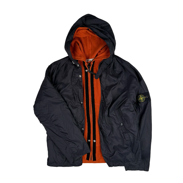 Stone Island Vintage 2004 Double Layer Navy/Orange Wool/ Nylon Windbreaker Jacket - Medium