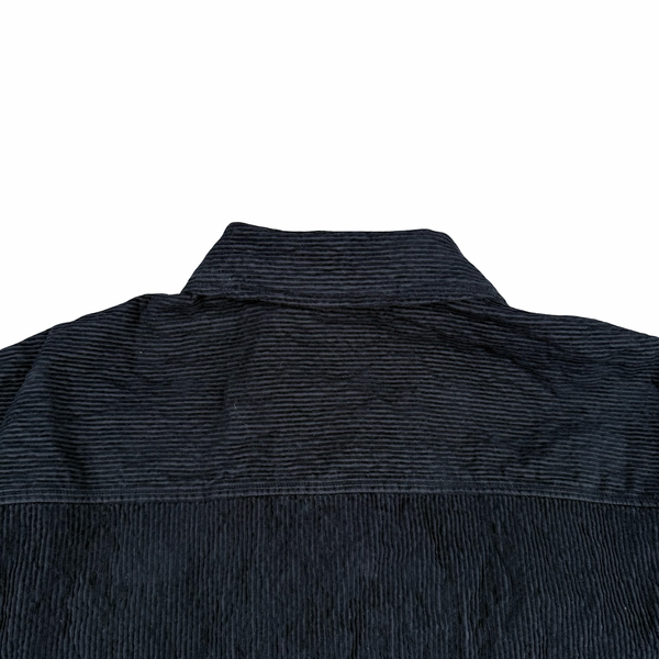 Stone Island 2025 Navy Crinkled Corduroy Zip Up Overshirt - Large