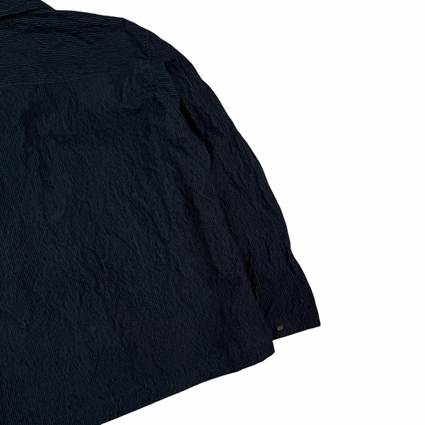 Stone Island 2025 Navy Crinkled Corduroy Zip Up Overshirt - Large