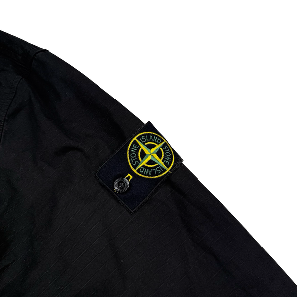 Stone Island 2026 Black Ripstop Cotton Full Zip Overshirt - Medium