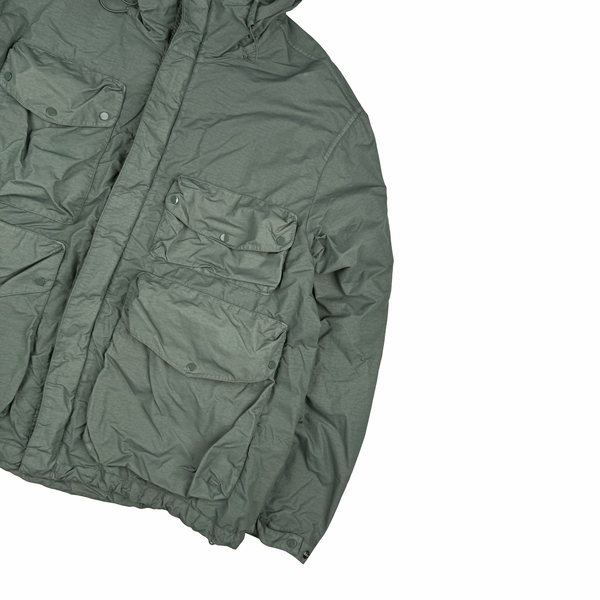 CP Company Sage Green Flatt Nylon Hooded Multi Pocket Goggle Jacket - Large