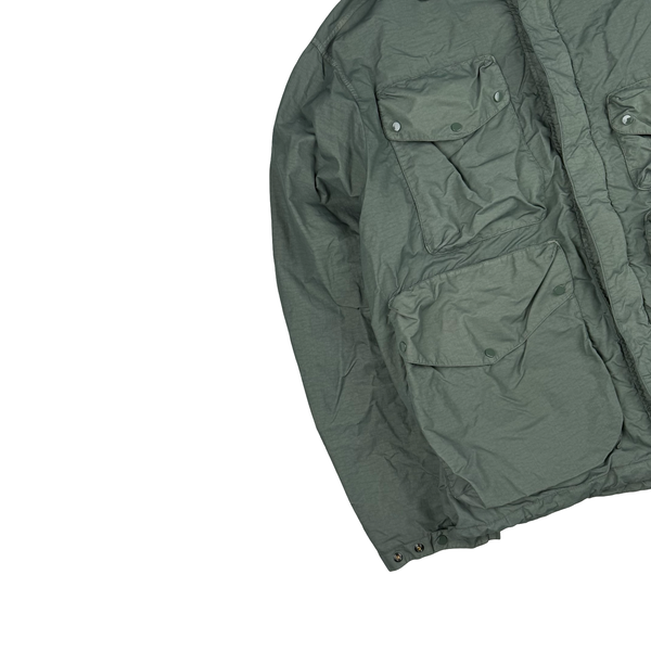 CP Company Sage Green Flatt Nylon Hooded Multi Pocket Goggle Jacket - Large