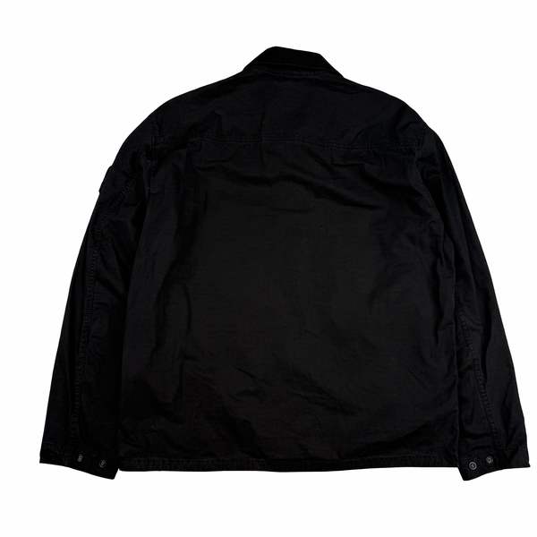 Stone Island 2026 Black Ripstop Cotton Full Zip Overshirt - Medium