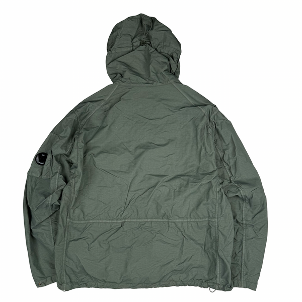 CP Company Sage Green Flatt Nylon Hooded Multi Pocket Goggle Jacket - Large