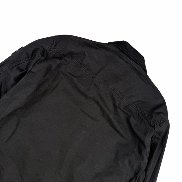 Stone Island 2026 Black Ripstop Cotton Full Zip Overshirt - Medium