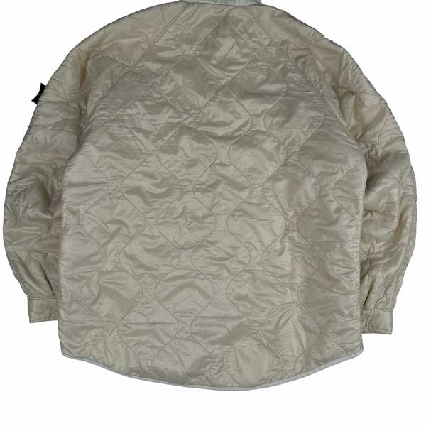 Stone Island 1999 Vintage Cream White Buttoned Quilted Overshirt Jacket - XL
