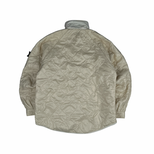 Stone Island 1999 Vintage Cream White Buttoned Quilted Overshirt Jacket - XL