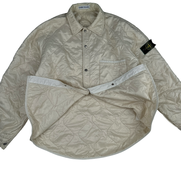 Stone Island 1999 Vintage Cream White Buttoned Quilted Overshirt Jacket - XL