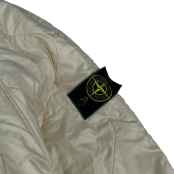 Stone Island 1999 Vintage Cream White Buttoned Quilted Overshirt Jacket - XL