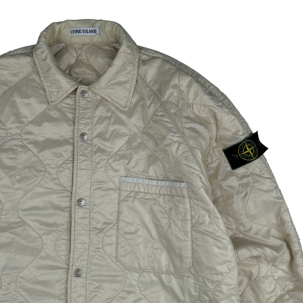 Stone Island 1999 Vintage Cream White Buttoned Quilted Overshirt Jacket - XL
