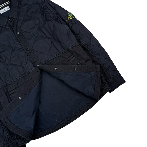 Stone Island Navy Cotton Quilted Overshirt - XXL