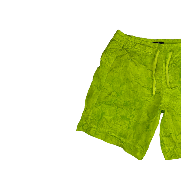 Stone Island Shadow Project 2022 Green Waffle Print Econyl Nylon Metal Shorts - Medium