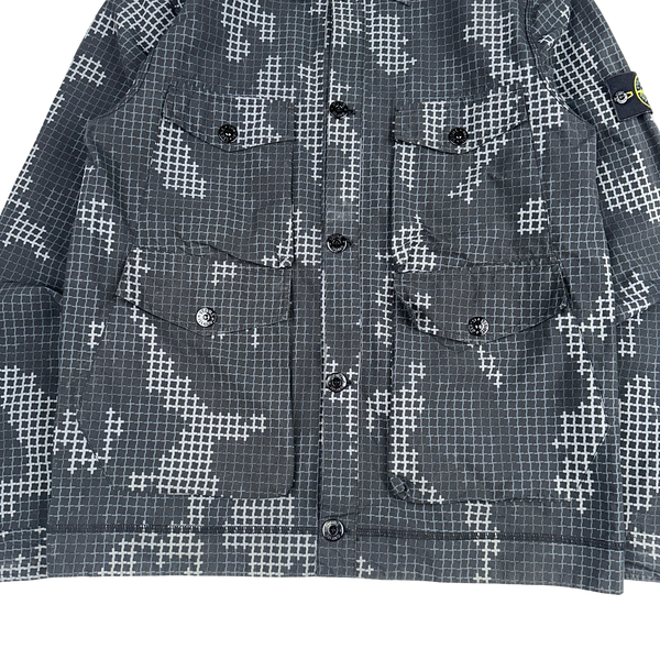 Stone Island 2017 Digital Camo Reflective Cotton Button up Overshirt  - Large