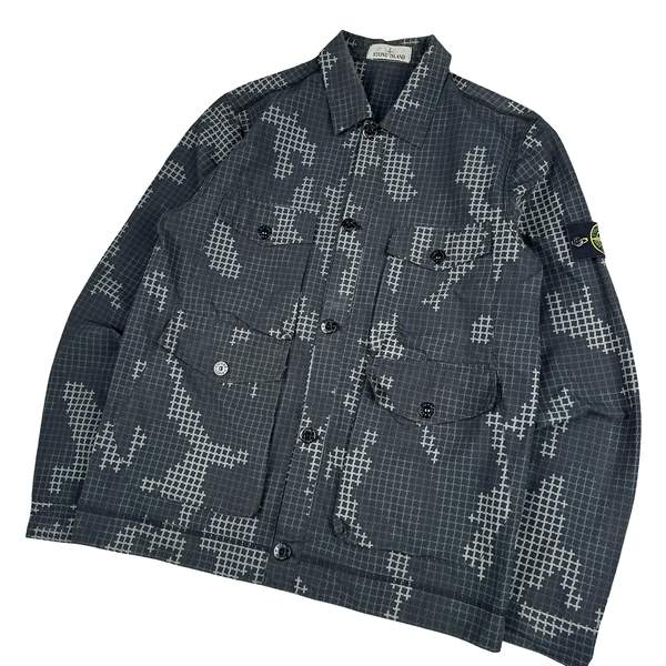 Stone Island 2017 Digital Camo Reflective Cotton Button up Overshirt  - Large