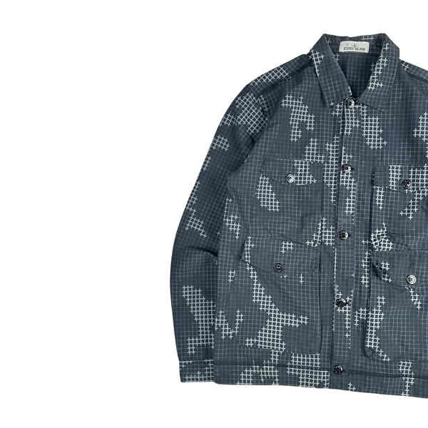 Stone Island 2017 Digital Camo Reflective Cotton Button up Overshirt  - Large