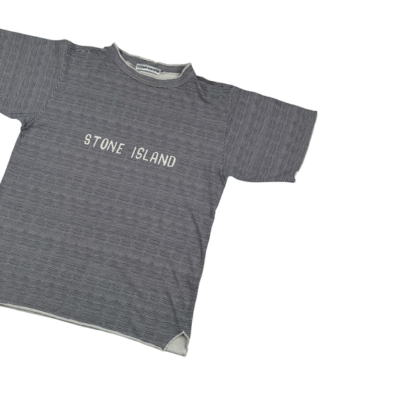 Stone Island Stripped Spellout Vintage Cotton T Shirt - Medium