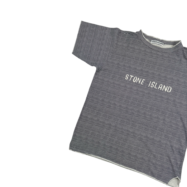 Stone Island Stripped Spellout Vintage Cotton T Shirt - Medium